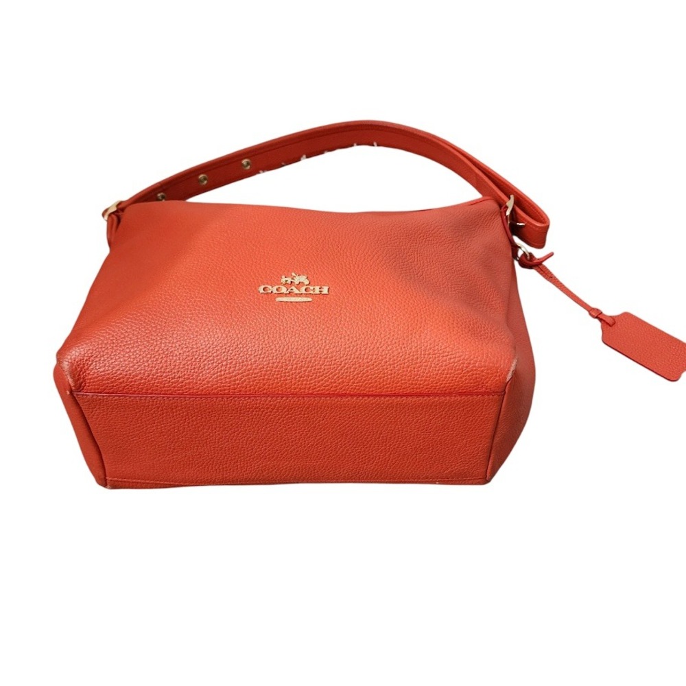 COACH Dufflette Leather Hobo Shoulder Bag Red Slouchy Large Tote - Picture 14 of 16